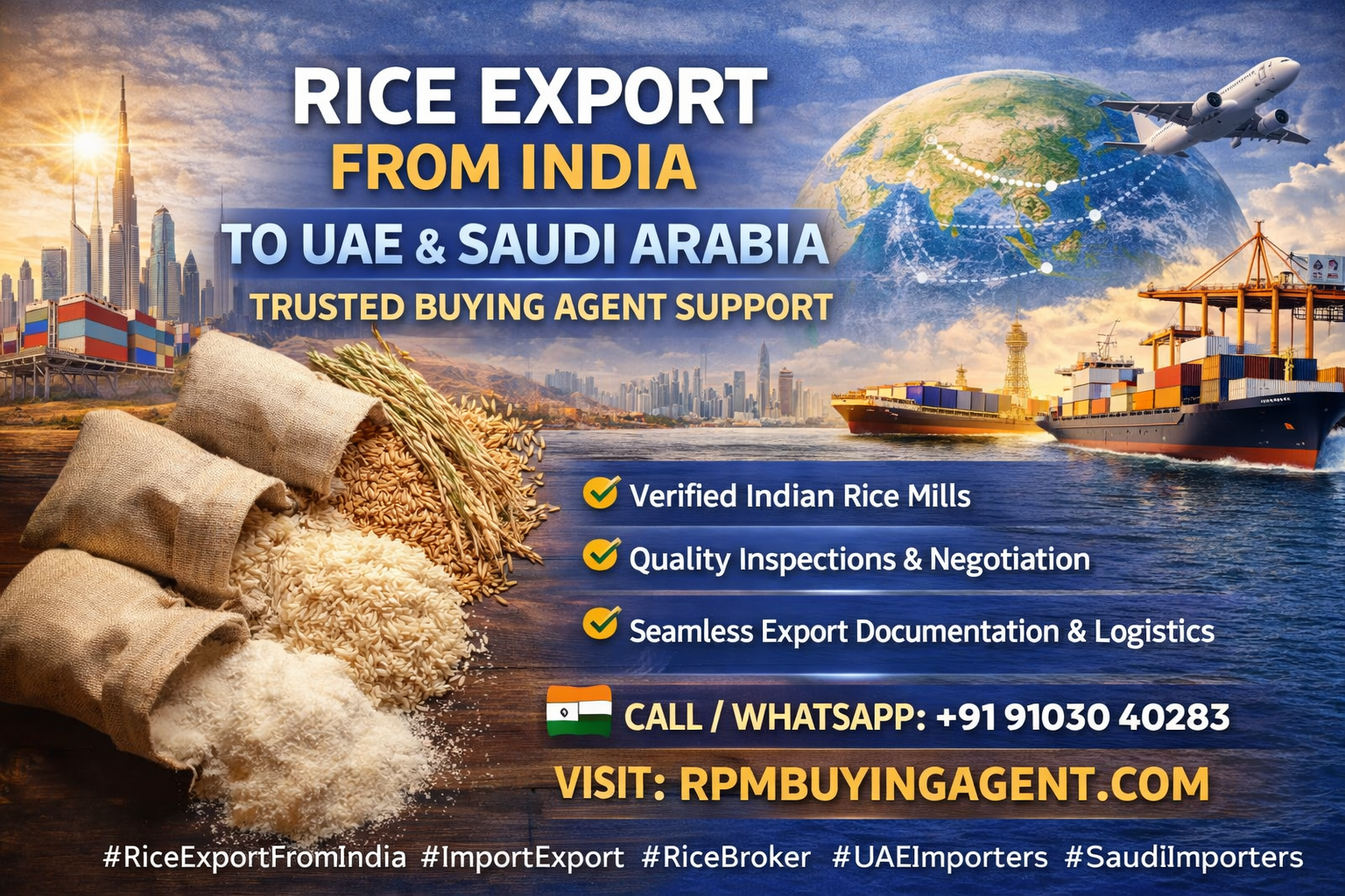 Rice Broker for UAE & Saudi Arabia: How India Supports Reliable Rice Imports