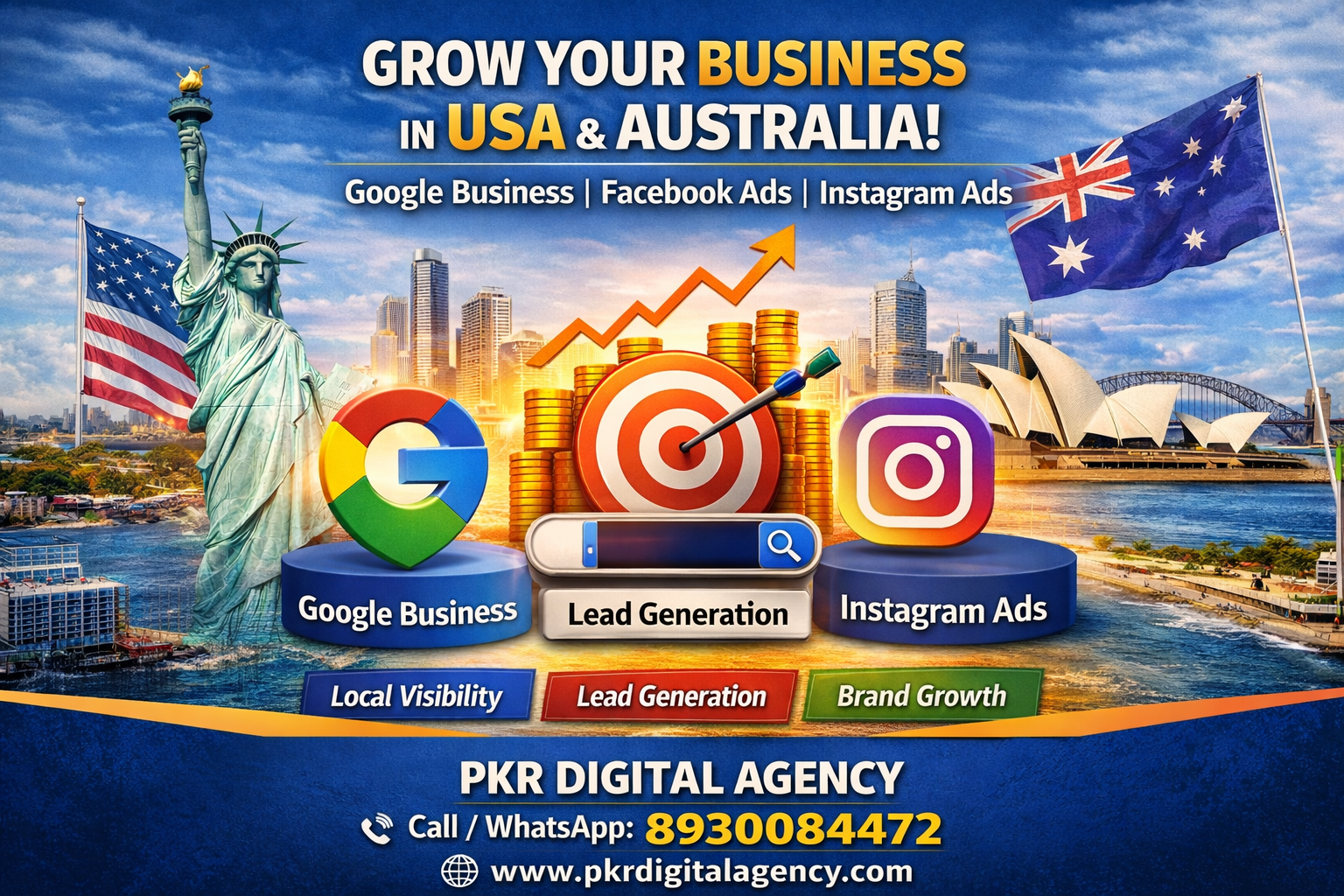How to Grow Your Business in the USA and Australia Using Google Business, Facebook Ads, and Instagram Ads